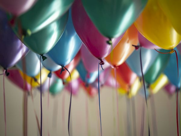 Colorful balloons at a birthday party