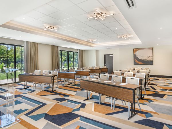 Remuda Room set for a meeting in classroom style